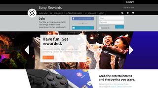 sonyrewards.com screenshot