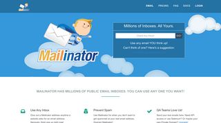 mailinator.com screenshot