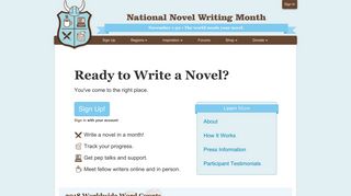nanowrimo.org screenshot