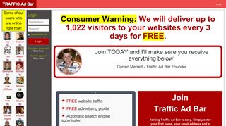 trafficadbar.com screenshot