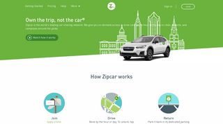 zipcar.com screenshot