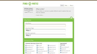pingomatic.com screenshot