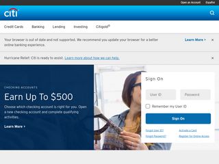 citibank.com screenshot