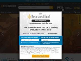 musiciansfriend.com screenshot