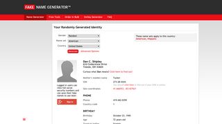 fakenamegenerator.com screenshot