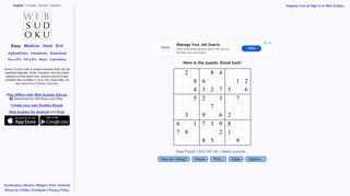 websudoku.com screenshot