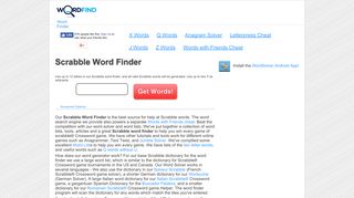 scrabblefinder.com screenshot