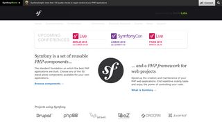 symfony.com screenshot