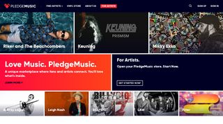 pledgemusic.com screenshot