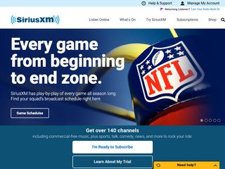 siriusxm.com screenshot